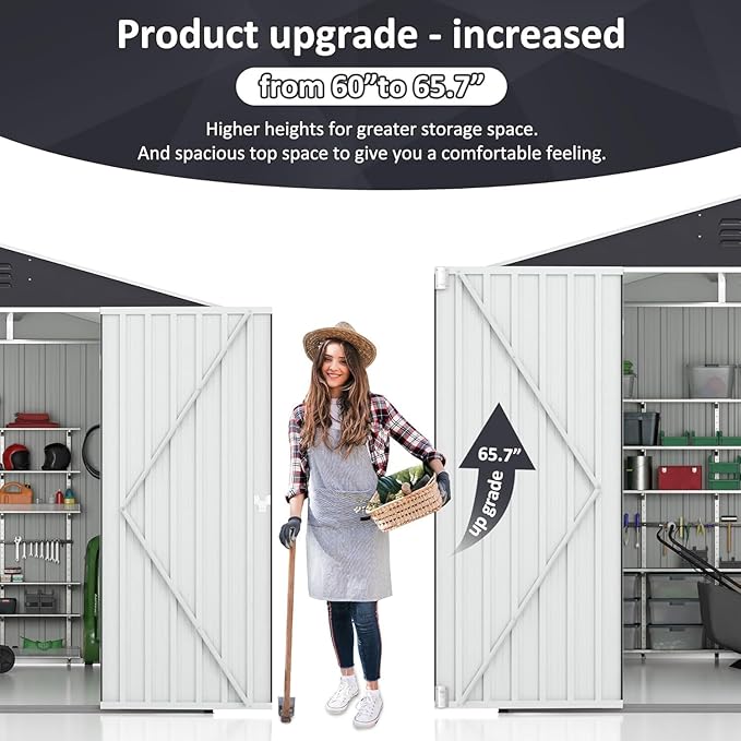 Polar Aurora Outdoor Storage Shed, Metal Garden Shed with Updated Frame Structure, Tool Sheds for Backyard Garden Patio Lawn (Black, 8x8 FT)