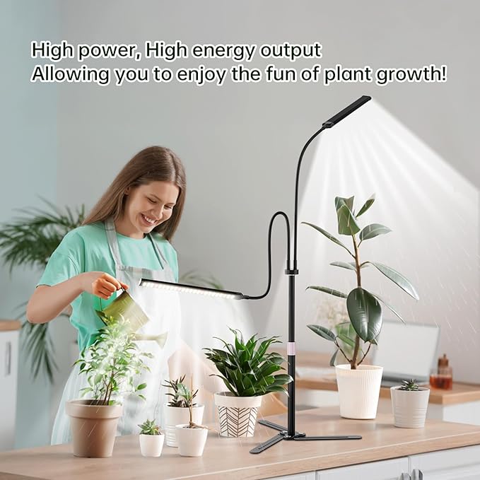 Super-Energy Tabletop LED Grow Lights 9.8"-32"Height Adjustable for Indoor Small/Medium Plants 6000K Full Spectrum with 3 Dimmable Model, Auto On Off Timing 3 9 12Hrs,5 Brightness(Strip Black)