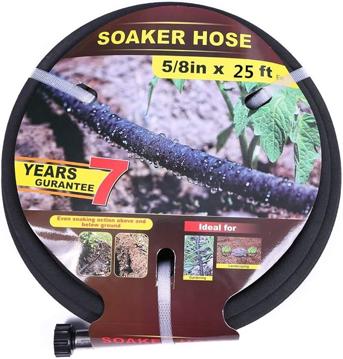 Soaker Hose 25ft Saves 70％Water Perfect Delivery of Water Great for Garden Flower Bed (5/8inch)… (5-8-25ft)