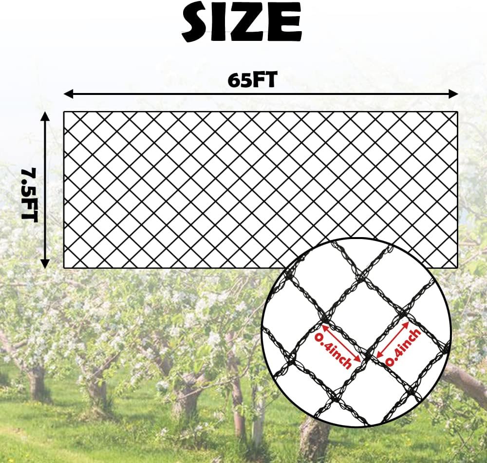Meanchen Bird Netting 7.5x65 Ft, 1/2 in Mesh Heavy Duty Garden Netting for Plants, Fruit Trees, Vegetables, Extra Strong Woven Mesh Netting Against Birds, Deer, Poultry for Chicken Coop