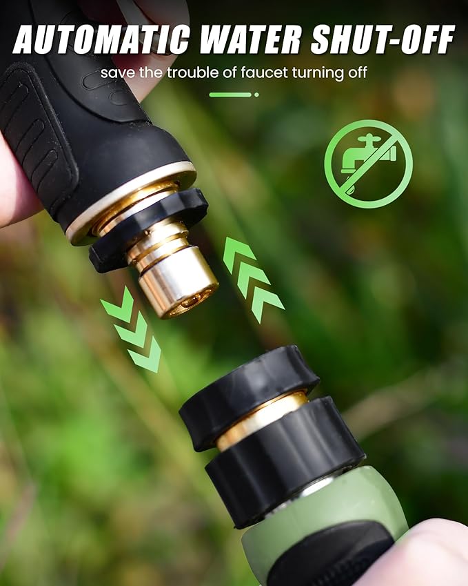 RAINPOINT Garden Hose Nozzle, Heavy Duty Metal Water Hose Sprayer Nozzle with 9 Adjustable Spray Patterns, High Pressure Hand Sprayer for Watering Plants, Lawns, Car and Pet Washing (1, Green)