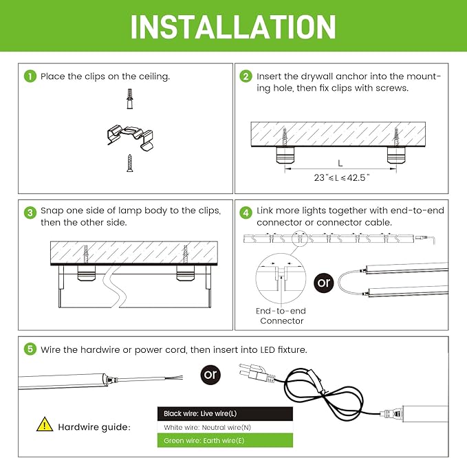 Pak 4FT LED Shop Lights, 2300LM 6500K Cool White, 20W Energy-Saving Super Bright Linkable T5 Ceiling and Under Cabinet Lighting Fixture for Garage, Workshop, Basement, Warehouse, FCC Certified, 6 Pack