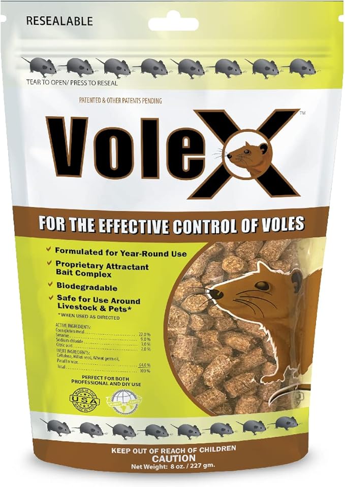 VoleX - Effective Against All Species of Voles. Safe for Use Around People, Pets, Livestock, and Wildlife (3 pounds)