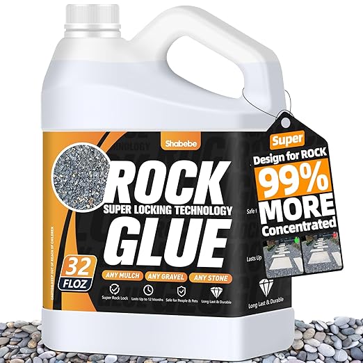 Rock Glue, Mulch Glue 32OZ- Fast-Drying Adhesive for Landscaping Rocks, Small Pebbles, Pea Gravel Stabilizer & Mulch Binder | Weather-Resistant Outdoor Stabilizer for Driveways, Gardens, Walkways