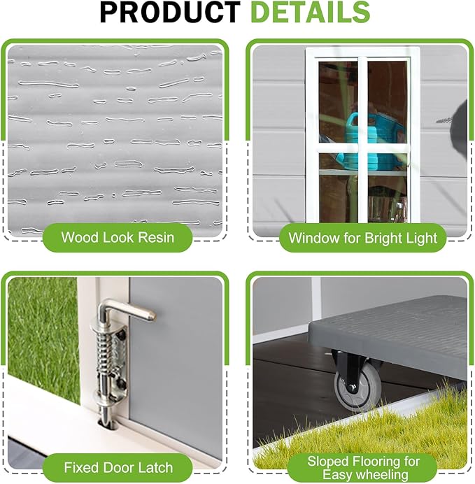 5x4 Shed Resin Outdoor Storage with Floor Included, Waterproof Lockable Small Plastic Garden Tool Shed Cabinet