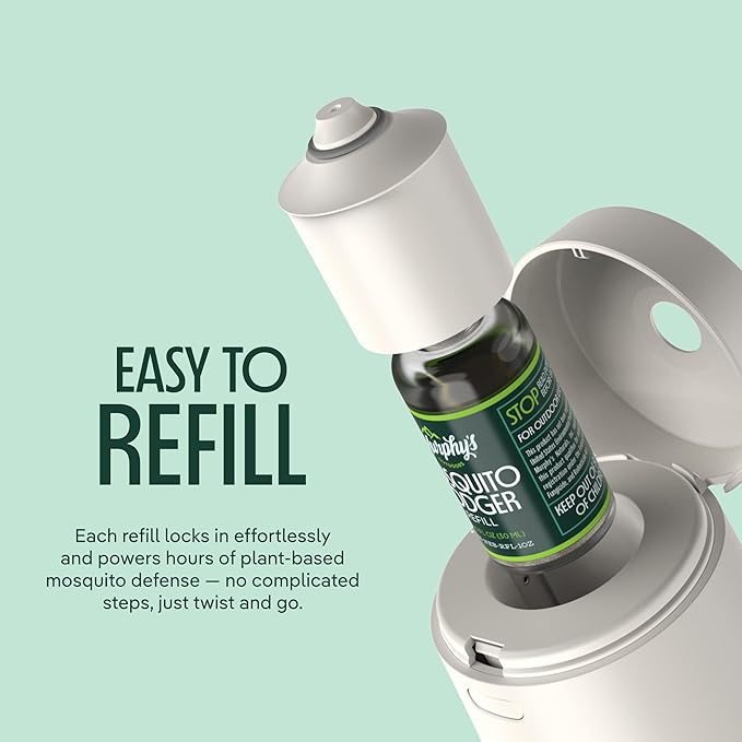Murphy's Naturals Mosquito Dodger Zone Repellent, Outdoor Mosquito Spray, Essential Oils, 15-Foot Zone, Repels for 30 Hours, Refill Included