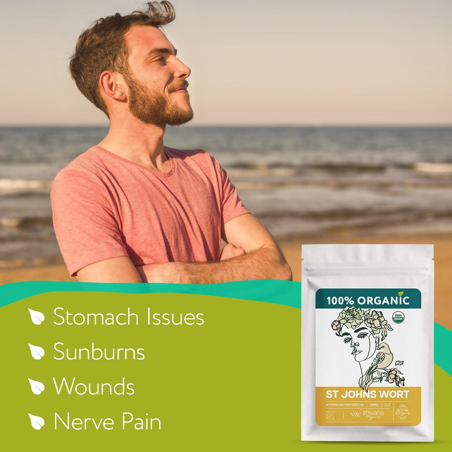 Organic St Johns Wort Herb (4 oz.) – 100% Pure Dried Saint John’s Wort Tea – Te de Hierba de San Juan Organica
