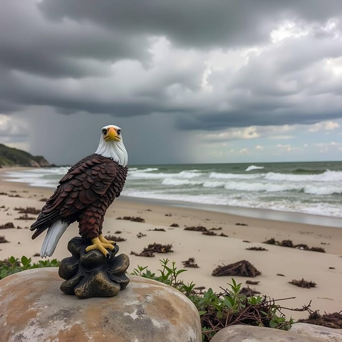 American Eagle Statue Bald Eagle - Large Hand-Painted Resin Garden Sculptures & Statues Outdoor Bird Figurines, Majestic American Freedom 4th of July, Decor for Indoor, Patio, Office, 11⅘"