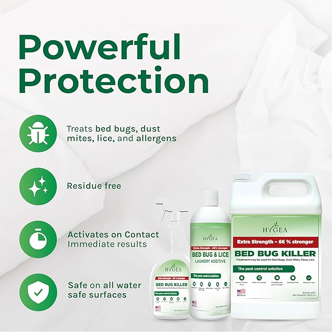 Extra Strength Bed Bug & Lice Elimination Trio - Includes Extra Strength 24 oz Lice & Bed Bug Spray, 32 oz Lice & Bed Bug Laundry Additive, & 128 oz Spray Refill