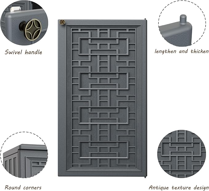 Storage Box Outdoor Caninet,Resin Indoor Storage Box Waterproof Outdoor Storage Cabinets for Patio/Garden/Backyard, Size 34.3''L*15''W*36.2''H(Grey)