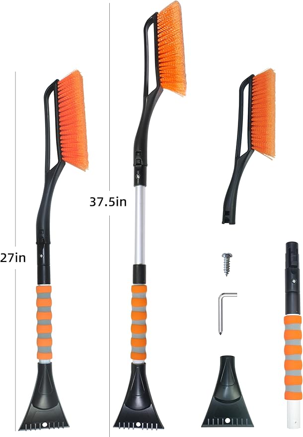 Snow Brush with Ice Scrapers for Car, Detachable & Telescopic Snow Brush and Ice Scraper for Car Windshield Window,Winter Car Accessories with Ergonomic Foam Grip