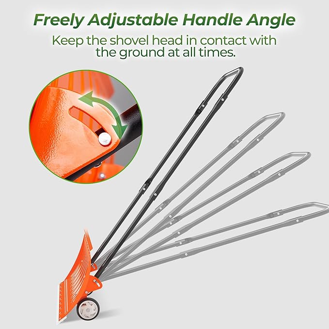 Walensee 30in Metal Snow Shovel for Driveway with Wheels, Snow Pusher Large Blade for Sidewalk Efficient Snow Removal, U-Shaped Handle, Heavy Duty Snow Shovels, Back Saver Snow Plow for Deck