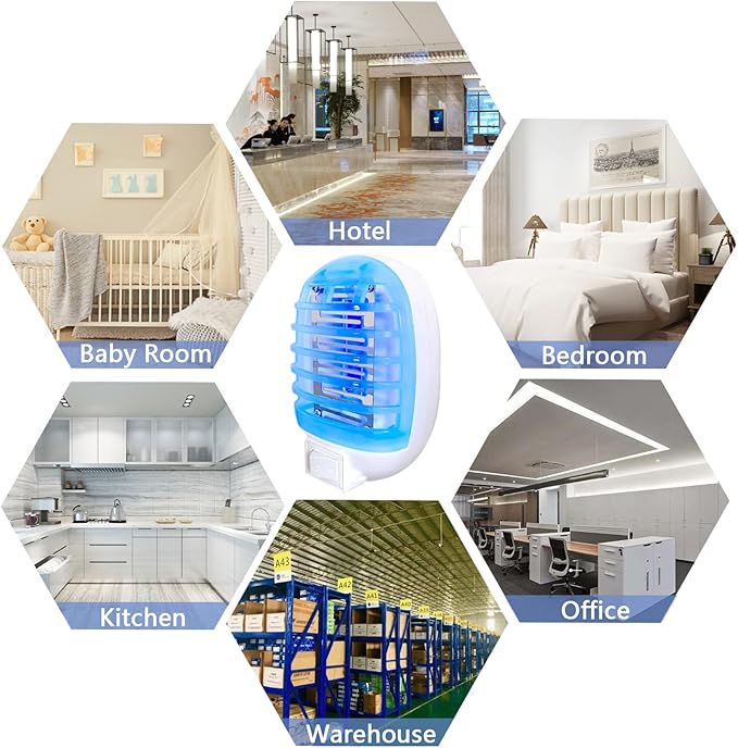 Bug Zapper Indoor,Fly Traps,Flying Insects,Electronic Insect Killer Fly Insect Trap Plug-in Mosquitoes Killer Mosquito Zapper with Blue Lights for Living Room,Kitchen,Bedroom,Office (6Packs)