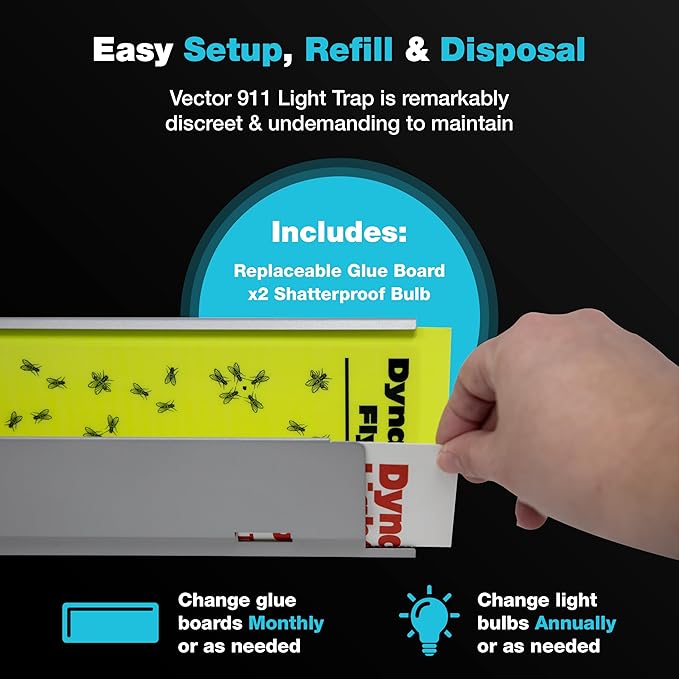 Catchmaster Pro Series Flying Insect Light Trap, Electric UV Light Fly Trap, Silent Adhesive Glue Board, Mosquito Gnat Killer Indoor, UV Lamp Bug Catcher, Pet Safe Pest Control for Home & Garage