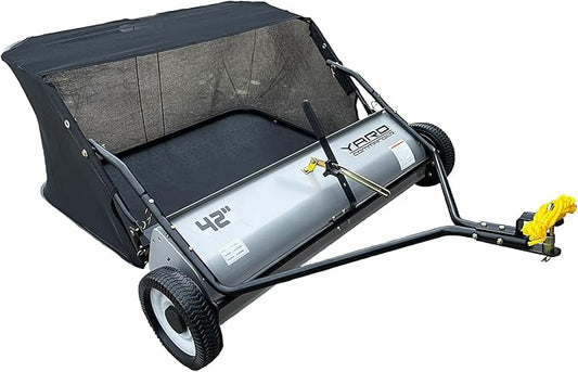 42-Inch Tow-Behind Lawn Sweeper, 10" Nylon Brushes, Universal Tractor/ATV Hitch, Never-Flat Wheels, Adjustable Height, 1-Year Warranty, Ideal for Leaves, Grass & Debris