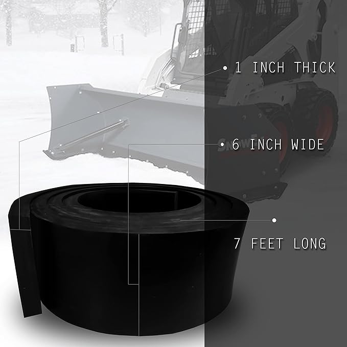 Rubber Snow Plow Cutting Edge – Heavy Duty 84" x 6" x 1" Snowplow Deflector Smooth & Surface-Safe Snow Clearing - Fit for ATV, Tractors, Skid Steers & UTVs Snow Pusher Cutting Edge