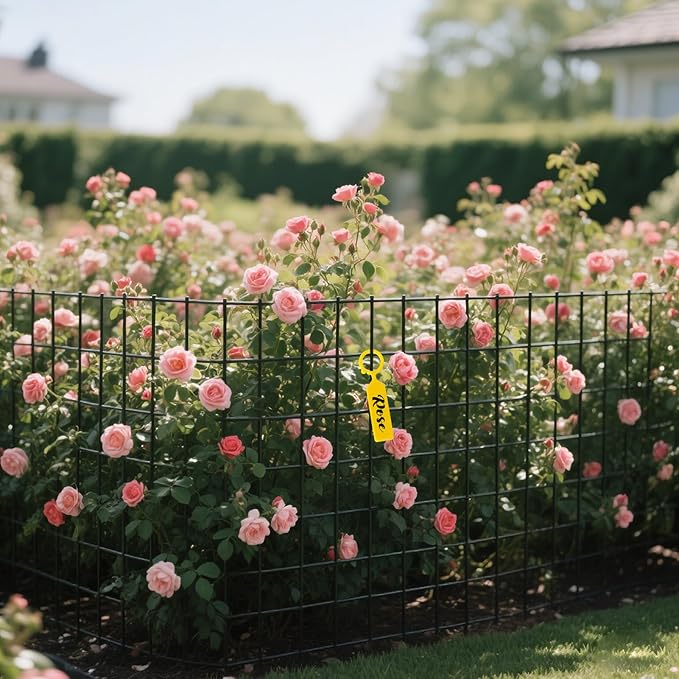 8 Pack 24'' x 12'' Large Wire Plant Protector from Animals, Metal Plant Wire Cage Chicken Wire Cloche with Ground Stakes , Labels and Nylon Tie to Keep Animals Out, Garden Protection Bunny Barricade