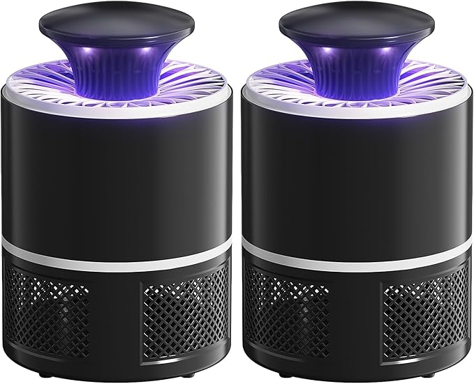 Fruit Fly Traps for Indoors, 2 in 1 Fruit Fly Trap for Home, Gnat Traps for House Indoor Bug Zapper Flying Insect Trap for Plants Moths Mosquitoes (black-2pc)