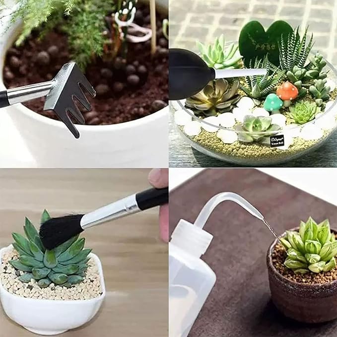 35PCS Mini Succulent Tools Set, 19.7" Thickened Repotting Mat & Plant Tag, Garden Hand Transplanting Miniature Planting Indoor Fairy Care, Potting, Cactus, Houseplant Bonsai Tool Kit