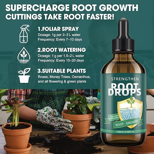 Root Drops – Liquid IBA Rooting Hormone for Cuttings | Speeds Up Propagation | Works in Water, Soil, Moss, LECA | for Indoor Houseplants Like Pothos, Monstera (4 oz)