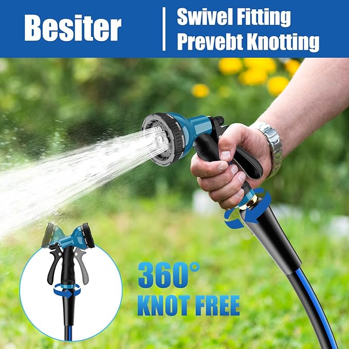 Short Garden Hose 5/8” 3FT: Burst-Resistant Water Hose with Sturdy Brass Fittings - Leakproof Hose Male to Female - Durable Hose for Yard, Lawn, Car Wash, Outdoor, Watering, Dark Blue