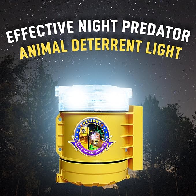 Foxlights Night Predator Deterrent Control Light with Flashing LEDs | Weatherproof Animal Repellent for Flocks, Gardens, Crops & Chicken Coops | Night Guard Protection Used by Professional Ranchers