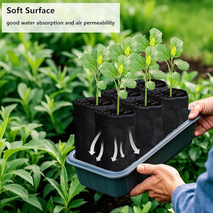 Belit 100 Pcs 13.5" H Nursery Grow Bags, Non-Woven Plants Pots Container for Starting Deep Rooted Plants Vegetable, Flower, Seedling Tree, Black