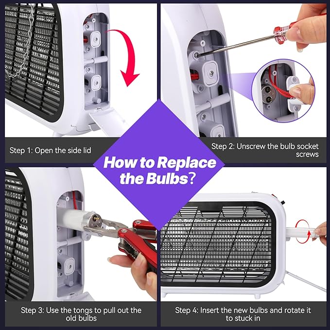 Original Bug Zapper Indoor, High-Voltage Dual Grid Mosquito Zapper, Powerful Electric Fruit Fly Mosquito Moth Gnat Trap Light, Flying Insect Killer Repellent and 2 Replacement Bulbs for Home Kitchen