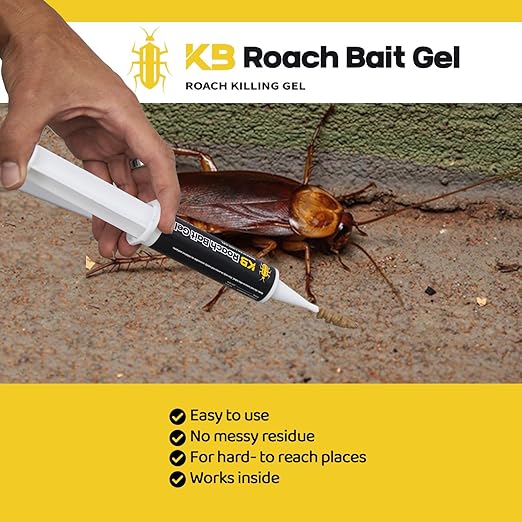 Roach Killer Indoor Infestation for Home(4 PCS) - German Cockroach Killer with 99% Efficacy (97% USA) - Cockroach Gel Bait Syringes - Fipronil 0.05% - Get Fast Results