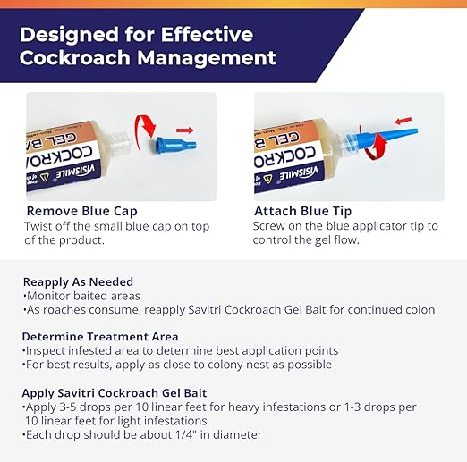 Roach Gel Bait Indoor and Outdoor: Cockroach Killer Repellents for German Cockroaches, Small Roaches – Cockroach Deterrent for Homes and Kitchens – Pet Safe Roach Control 4-Tubes