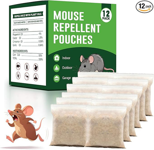 12-Count Botanical Pest Defense Pouches - Multi-Insect & Rodent Deterrent for Indoor/Outdoor Use | Plant-Based Protection for Homes & Vehicles