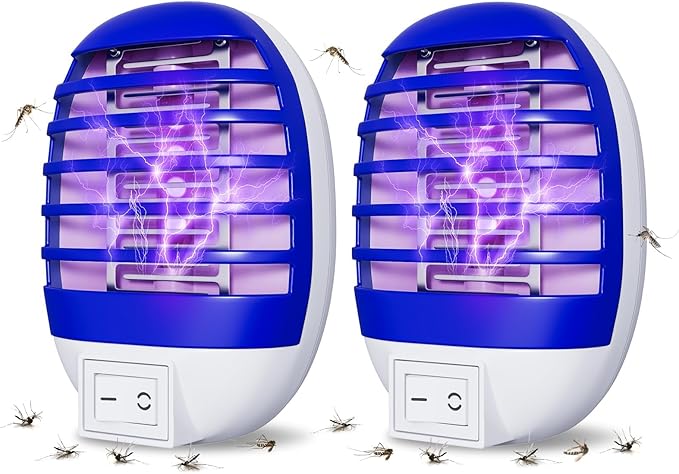 2 Pack Bug Zappers Indoor for Flying Insect Mosquito, Electronic Mosquito Zappers Gnat Traps with LED Light for Patio, Bedroom, Kitchen, Office