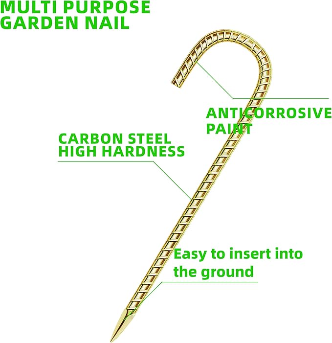 20 Pack 12 Inch Rebar Stakes Anti-Rust Galvanized Steel J Shape Hook Strong Ground Anchors for Tents, Position Kits, Fences, Trampolines Landscape Fabric for Farm Garden