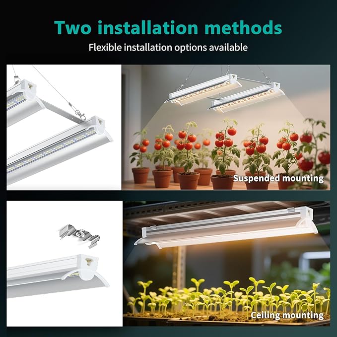 JESLED 80W Full Spectrum Plant Growing Lights with Timer, Plug in Suspended Fixture for 2x2/3x3ft Grow Tent Room, Greenhouse Cultivation, Laboratory Plant Cultivation, 1.4FT