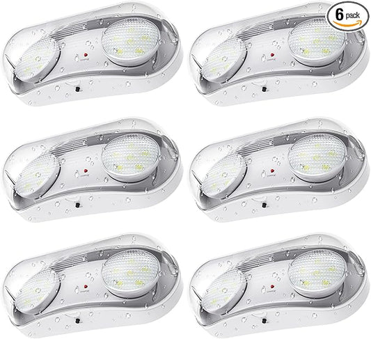 Wet Location Rated Outdoor Emergency Light,Waterproof Exterior Led Emergency Lights with Battery Backup,Adjustable Heads,Commercial Hardwired Emergency Lighting,UL Listed,120-347V (6 Pack)