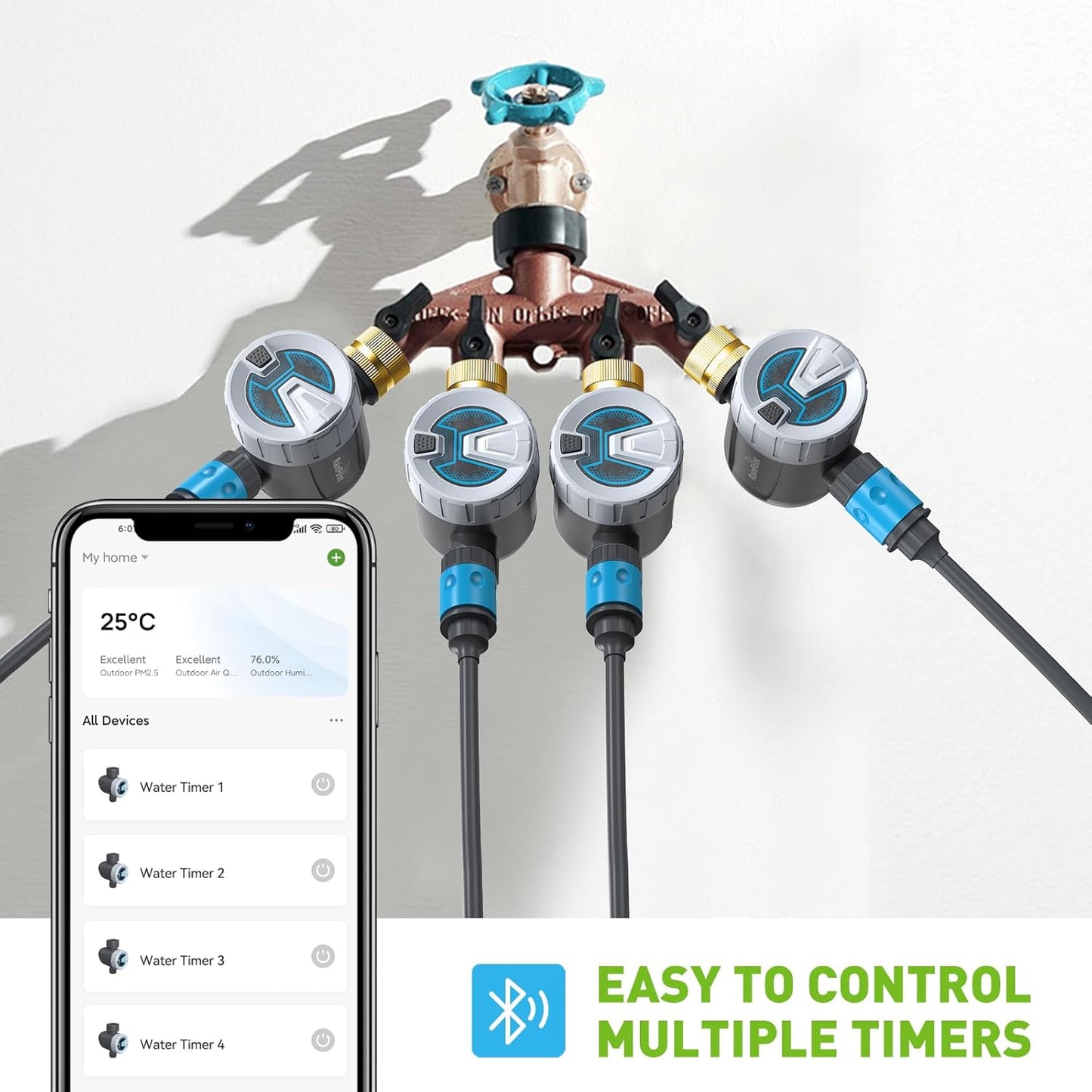 RAINPOINT Sprinkler Timer, Bluetooth Water Timer for Garden Hose, Smart Irrigation Controller, APP Remote Control (Bluetooth Connection)