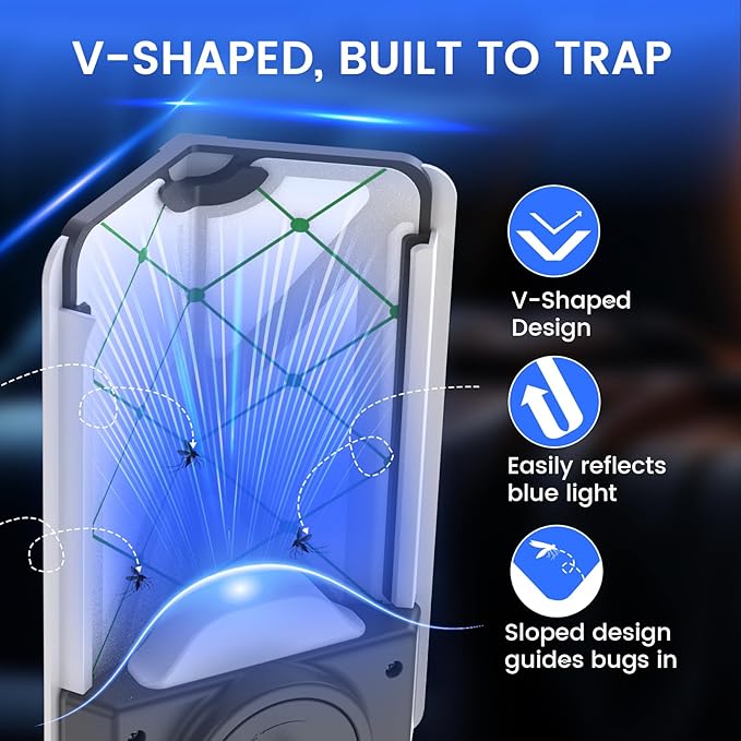 Fly Trap Indoor, 2025 Upgraded UV & Blue Light Flying Insect Trap, Plug in Fly Killer & Indoor Bug Catcher for Gnats, House & Fruit Flies, Mosquito(1 Device & 2 Cartridges)