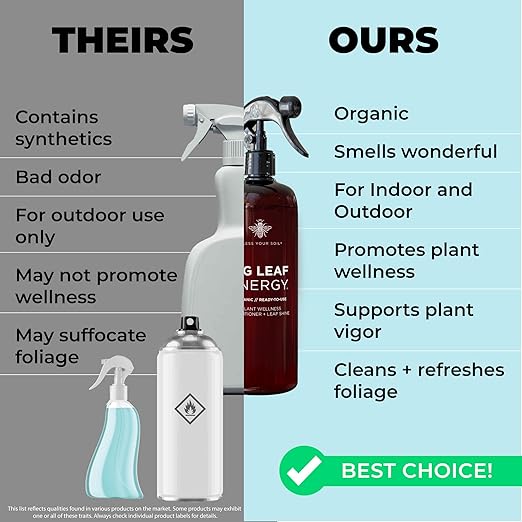 Big Leaf Energy (16 FL OZ) Organic Neem Oil Spray for Plants + Essential Oils : Ready to Use Plant Wash for Indoor Houseplants & Outdoor Gardens, Natural Leaf Shine