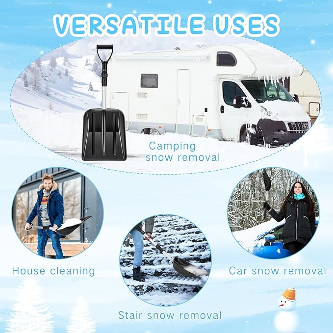 Lasnten 4 Pcs Kid's Snow Shovel Plastic Digging Lightweight Portable Beach Shovels for Kids Boys Girls Home Yard Garden Outdoor Activities Snow Removal(Black)