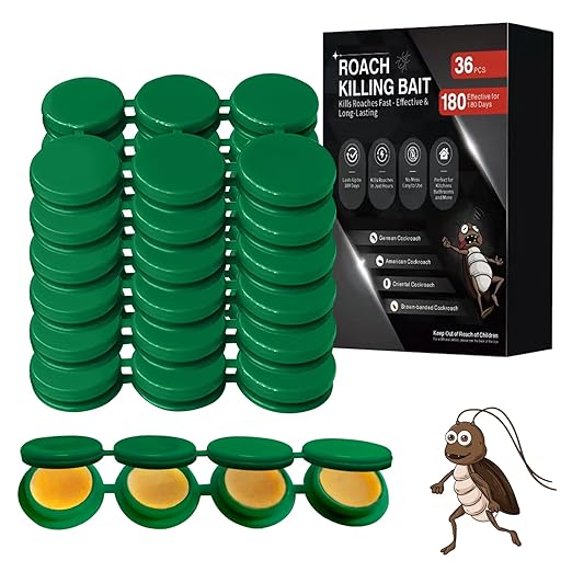 36 Pack Cockroach Gel Bait, Highly Effective Roach Killer Indoor Infestation Solution, Fast Acting Cockroach Killer Indoor Home Kitchen Use, Easy to Apply & No Mess Roach Bait, Long-Lasting