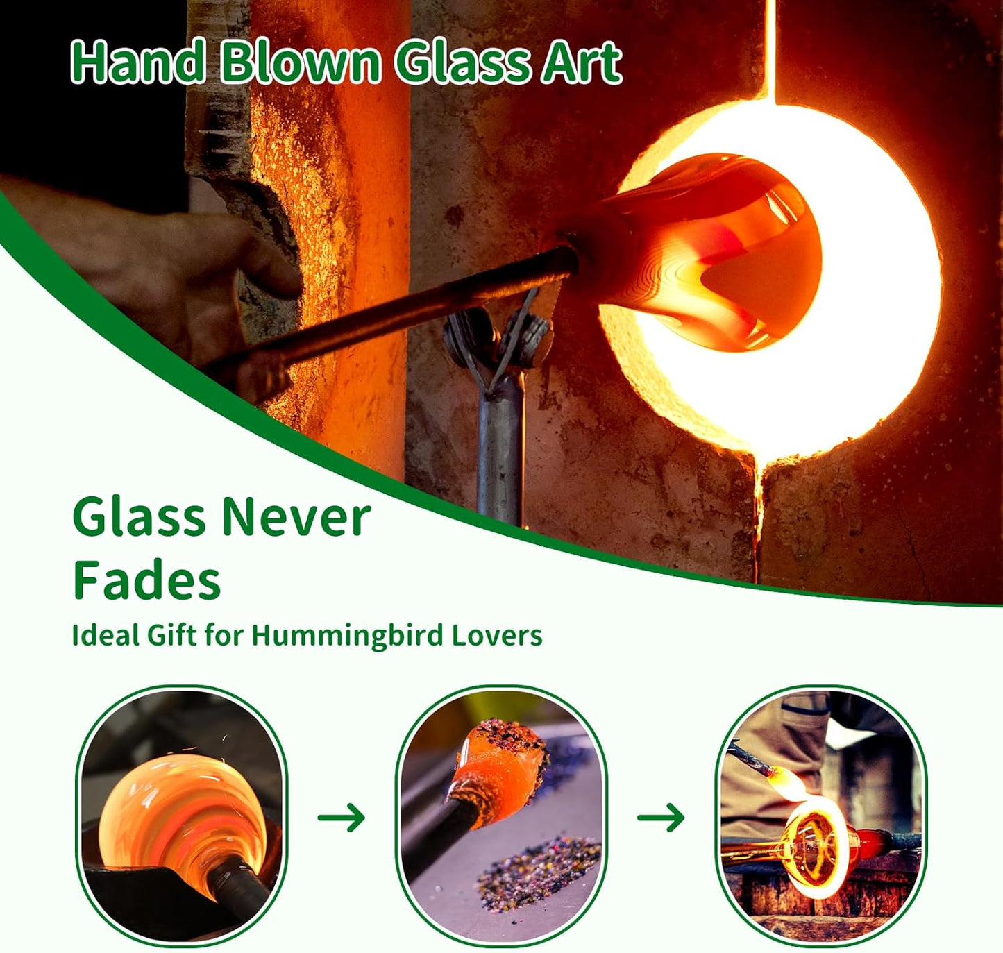 45 Ounce Hummingbird Feeders for Outdoors Hanging Ant and Bee Proof, Unique Hand Blown Glass Hummingbird Nectar Feeder, Gifts for Garden Decor Backyard, Red Feather