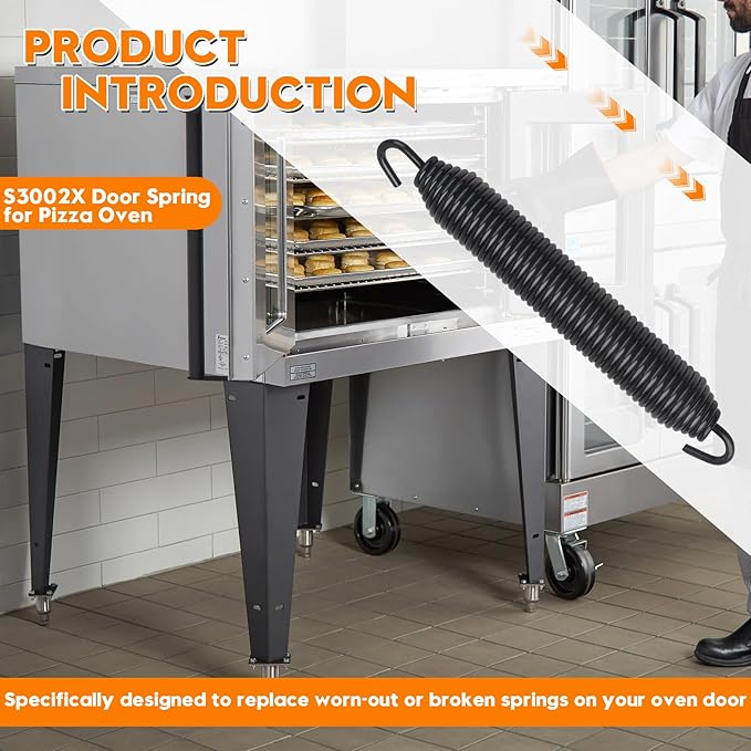 S3002X 11-1/2 Inch Oven Door Spring Compatible with BAKER PRIDE Gas-fired Transportable Ovens, Top Door Spring for Pizza Oven, Replacement Part for Stove Top Oven, Replaces Part Number S3002A