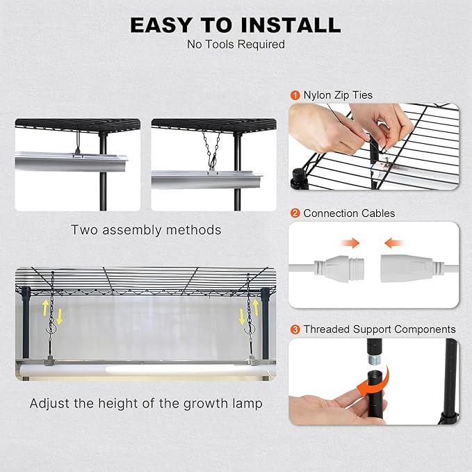 VEVOR Plant Stand with Grow Light, 6-Tier Large Tall Plant Shelf with 3000K 200W Full Spectrum Grow Light, Indoor Grow Light Shelf with Timer and Wheel for Seed Starting 47.2" L x 13.8" W x 70.8" H