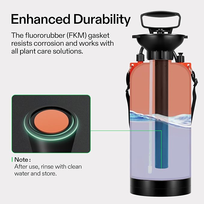 VIVOSUN 1.85-Gallon Pump Pressure Sprayer, Pressurized Lawn & Garden Water Spray Bottle with Adjustable Shoulder Strap, for Spraying Plants, Garden Watering and Household Cleaning