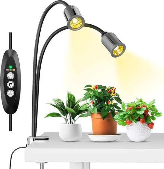Grow Light for Indoor Plants, 75W Full Spectrum Plant Growing Lamp with Gooseneck, Auto On Off Timing 3/6/12H, 4-Level Dimmable