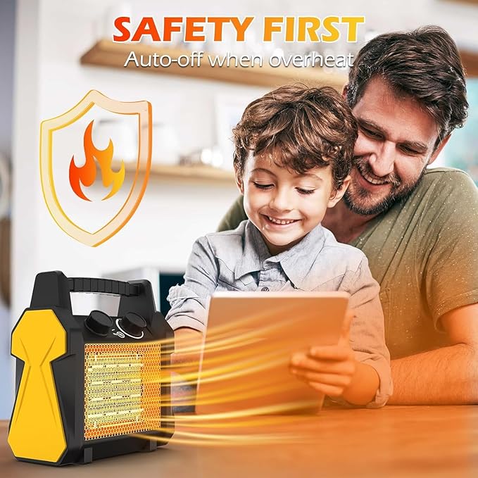 Outdoor Heater for Patio - 1500W Electric Greenhouse Heater, Portable Electric Space Heating with Overheat Protection, PTC Ceramic 3 Modes Patio Heating for Garage, Greenhouse, Outdoor Use