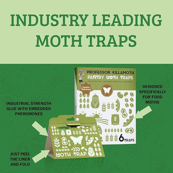 Superior Pantry Moth Traps 6-Pack with Pheromones Prime | No Insecticides | Safe, Non-Toxic and Child and Pet Friendly Pantry Protection | Superior Attractant