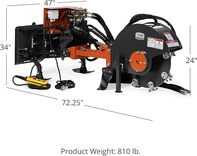 Titan Attachments 14-25 GPM Hydraulic Flow Stump Grinder Attachment for Skid Steer