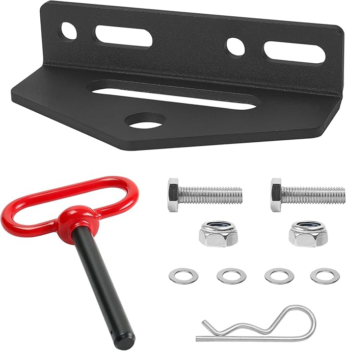Universal Heavy Duty Zero Turn Trailer Hitch and 1/2'' Hitch Pin，5mm Thick Carbon Steel Lawn Mower Trailer Hitch,Lawn Tractor Hitch with Mounting Kit(2 Carriage Bolt,2 Nuts,1R-Clip)