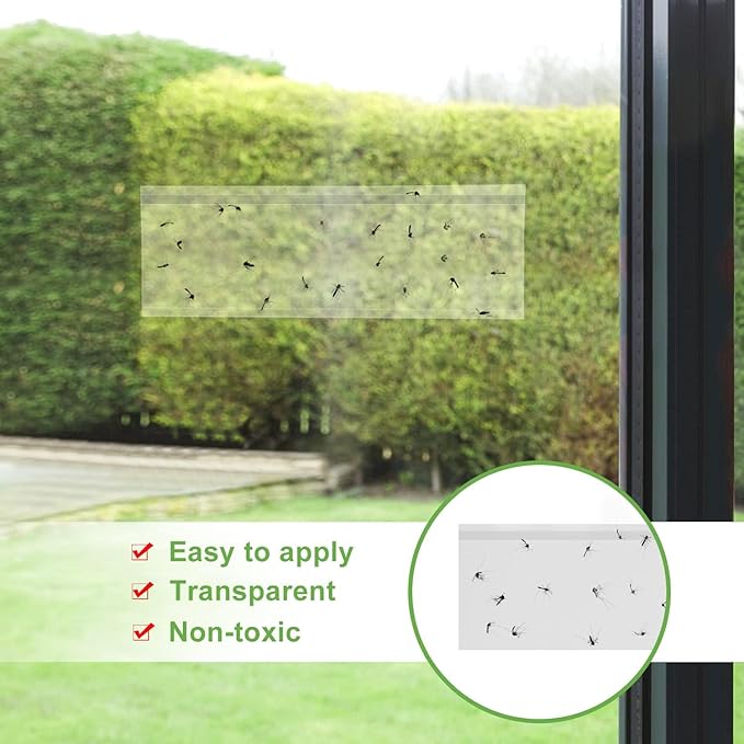 150 Pack Window Fly Trap, Fruit Fly Traps Indoors, Fly Paper Sticky Strips, Fly Traps for Indoors Clear